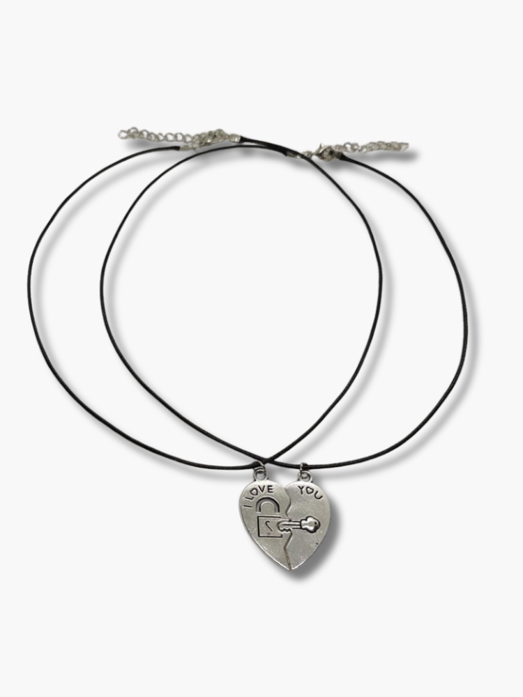 Key & Lock Heart Necklace for Couples