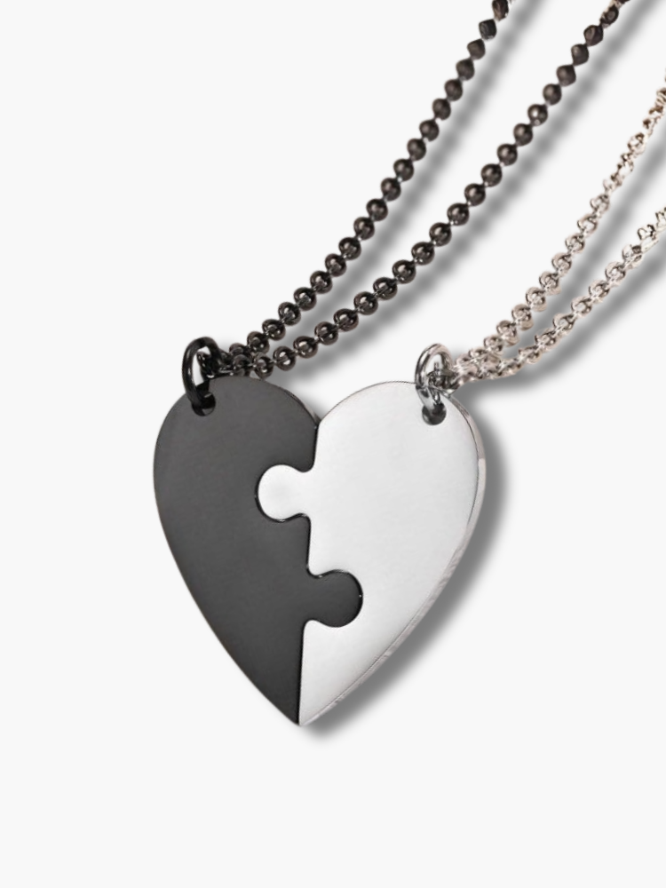 Puzzle Heart Necklace for Couples
