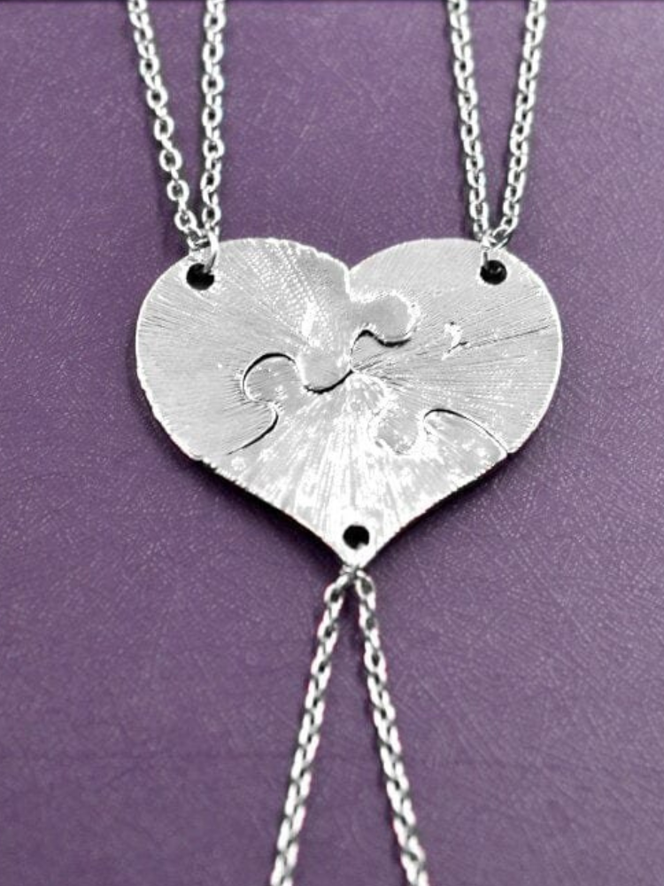 Silver Sister Heart Necklaces