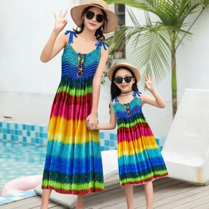 mom and me beach dresses – Matching Outfits Color:Coco discount_tag Long Dress Yellow And Blue Floral