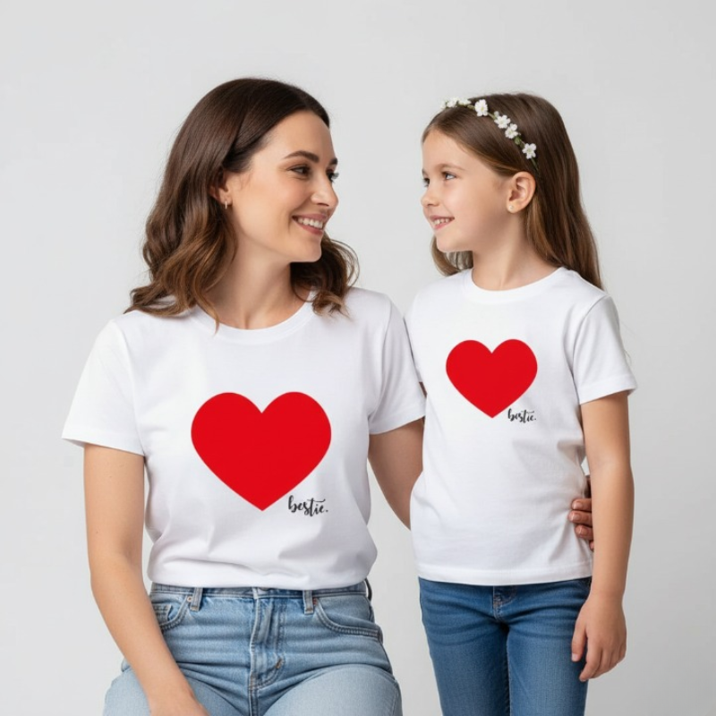 Mom and Daughter Heart Shirts