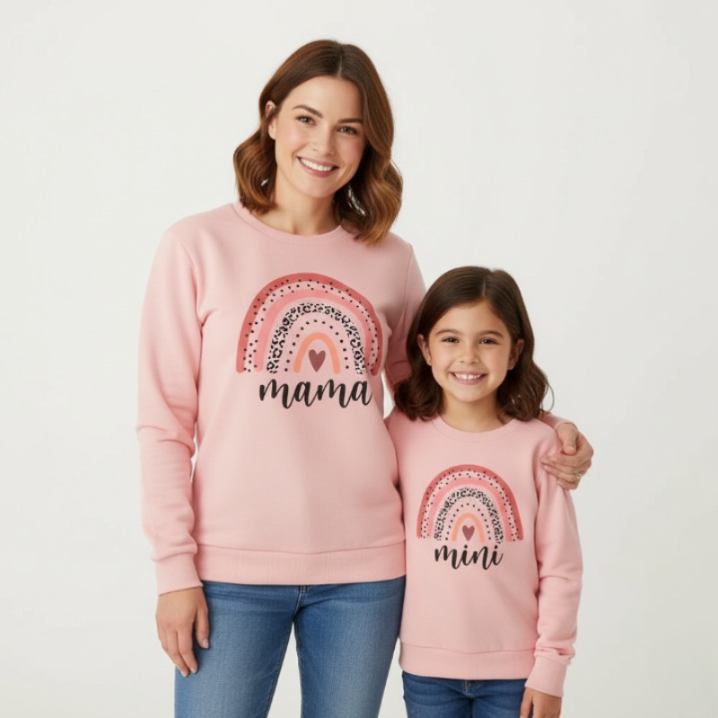 Rainbow Sweaters for Mother and Daughter