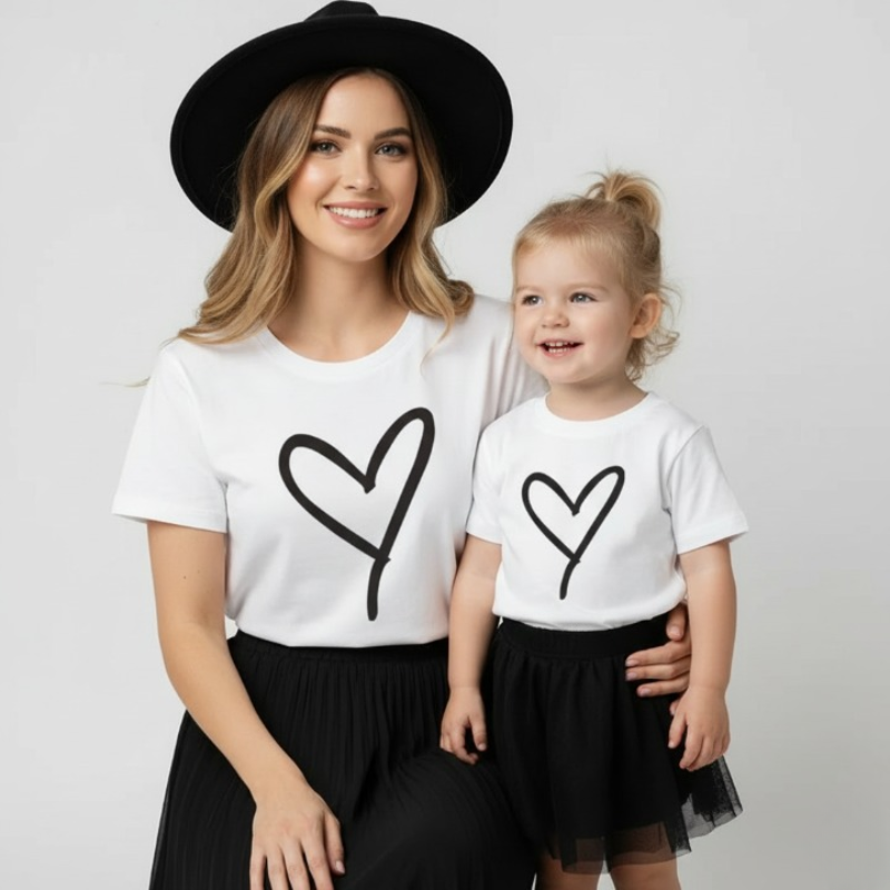 Heart T-shirts for Mother and Daughter