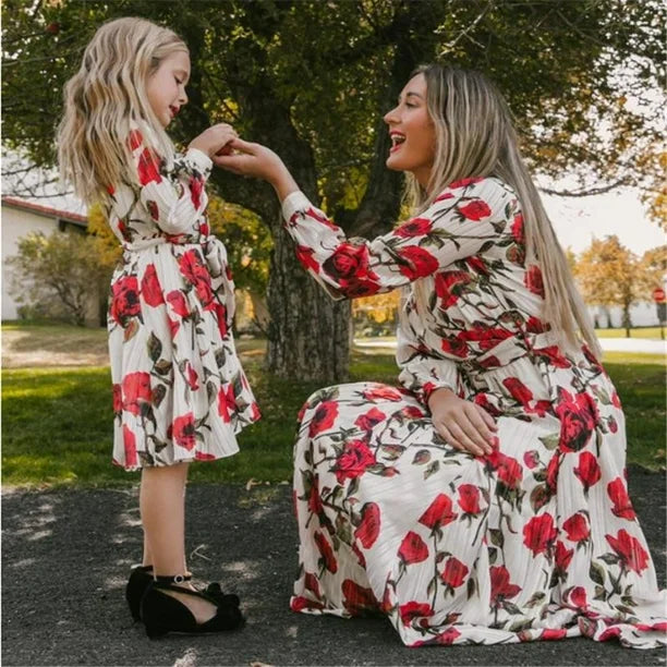 Mama and Mini Long Sleeves Maxi Dress