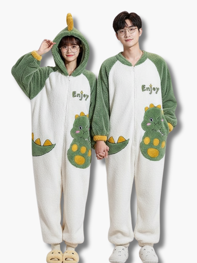 Matching Dino Onesies for Couples