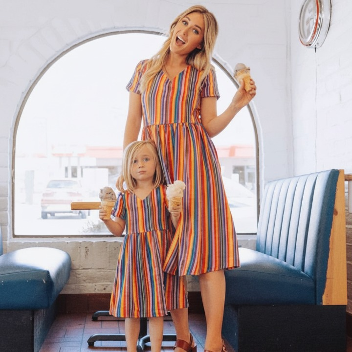 Mummy and Daughter Striped Dress