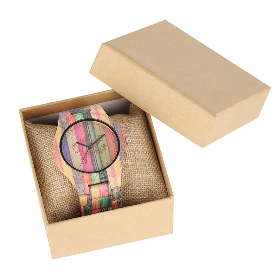 Colorful Bamboo Wood Couple Watch