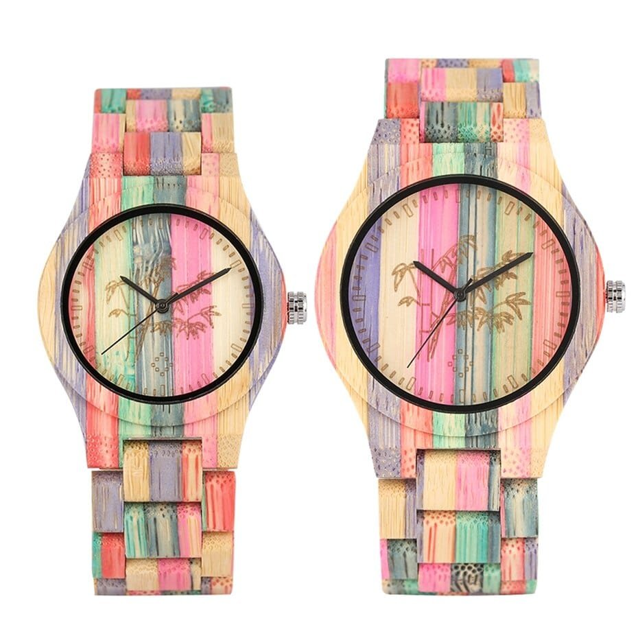 Colorful Bamboo Wood Couple Watch