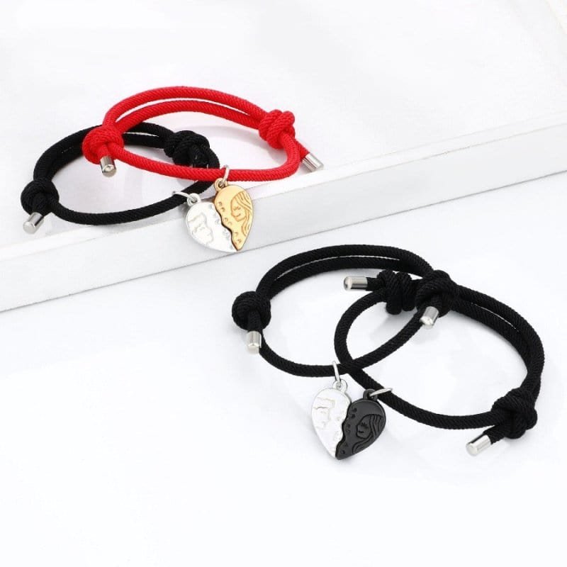 Heart Bracelet with Magnets for Couples