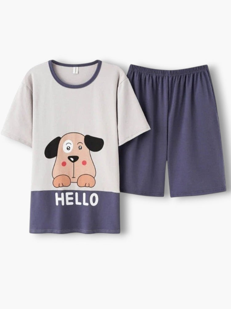 Couples Blue Summer Pajamas