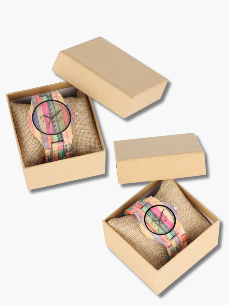 Colorful Bamboo Wood Couple Watch