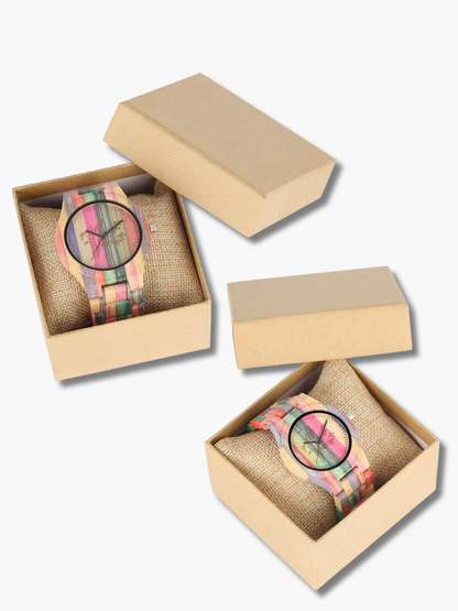 Colorful Bamboo Wood Couple Watch