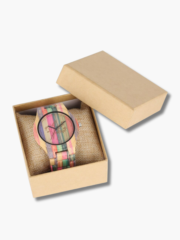 Colorful Bamboo Wood Couple Watch
