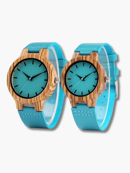 Leather Strap Blue Couple Watch