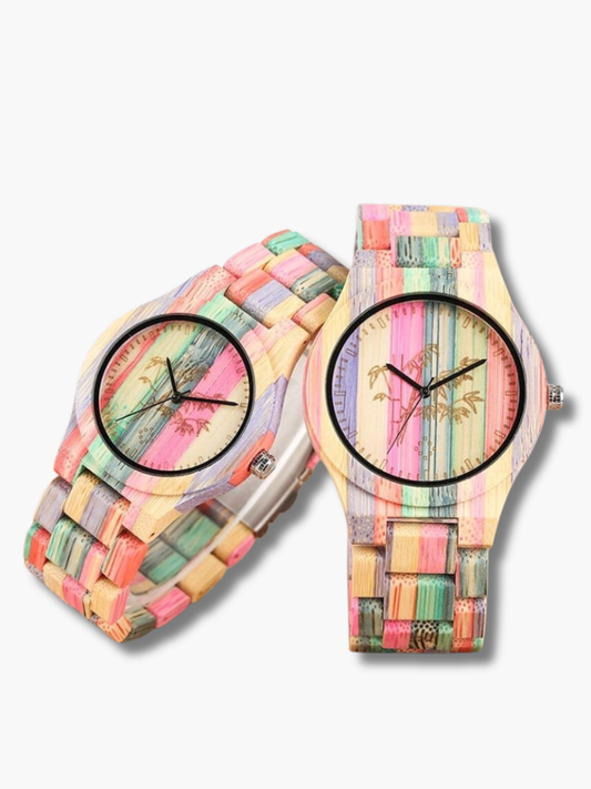 Colorful Bamboo Wood Couple Watch