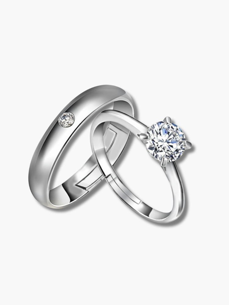 Couples Engagement Silver Rings