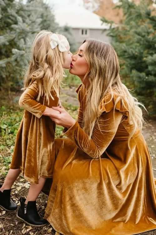 Long Velvet Dress Mother and Daughter