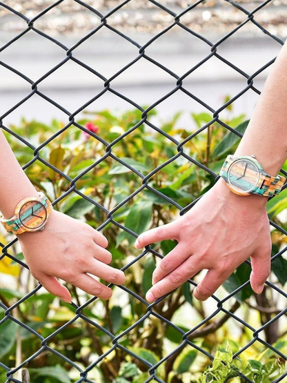 Colorful Couple Wood Watch