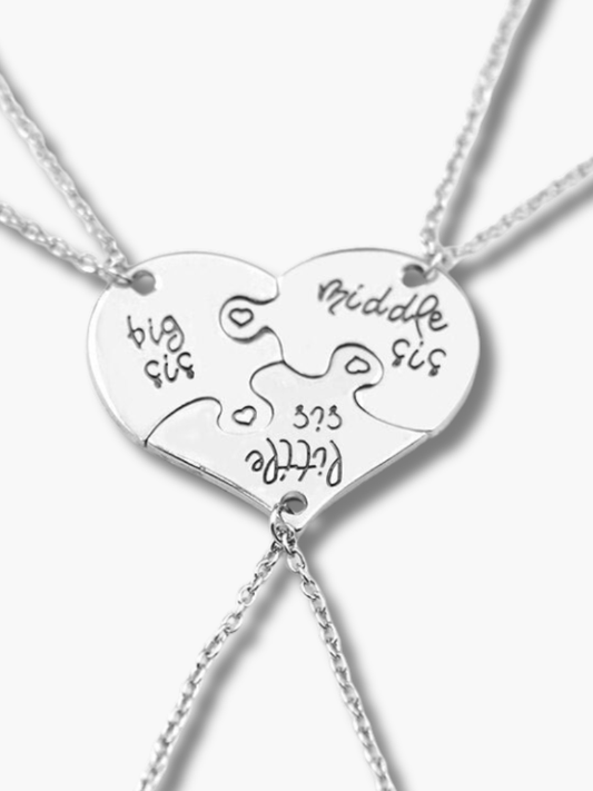 Silver Sister Heart Necklaces