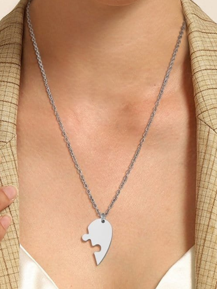 Puzzle Heart Necklace for Couples