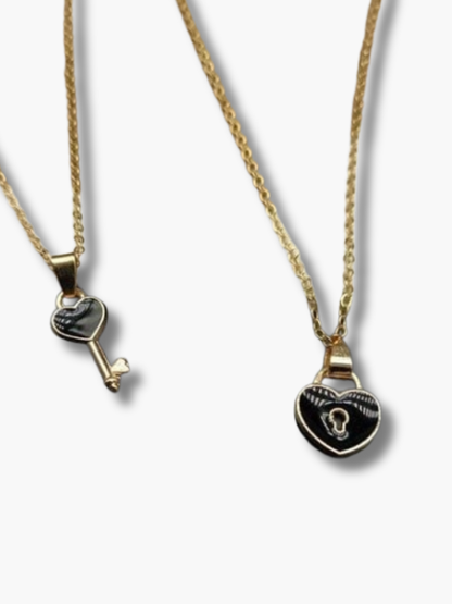Heart and Key Necklace Set for Couples
