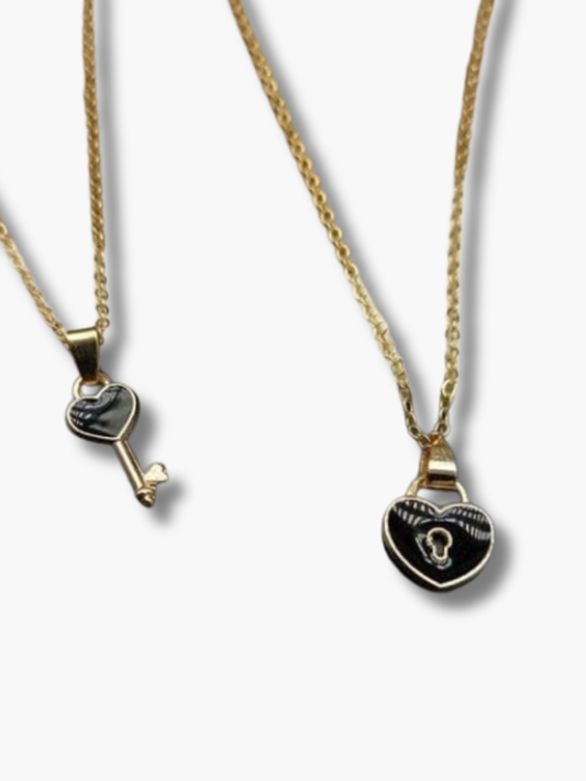 Heart and Key Necklace Set for Couples