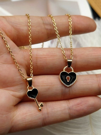 Heart and Key Necklace Set for Couples