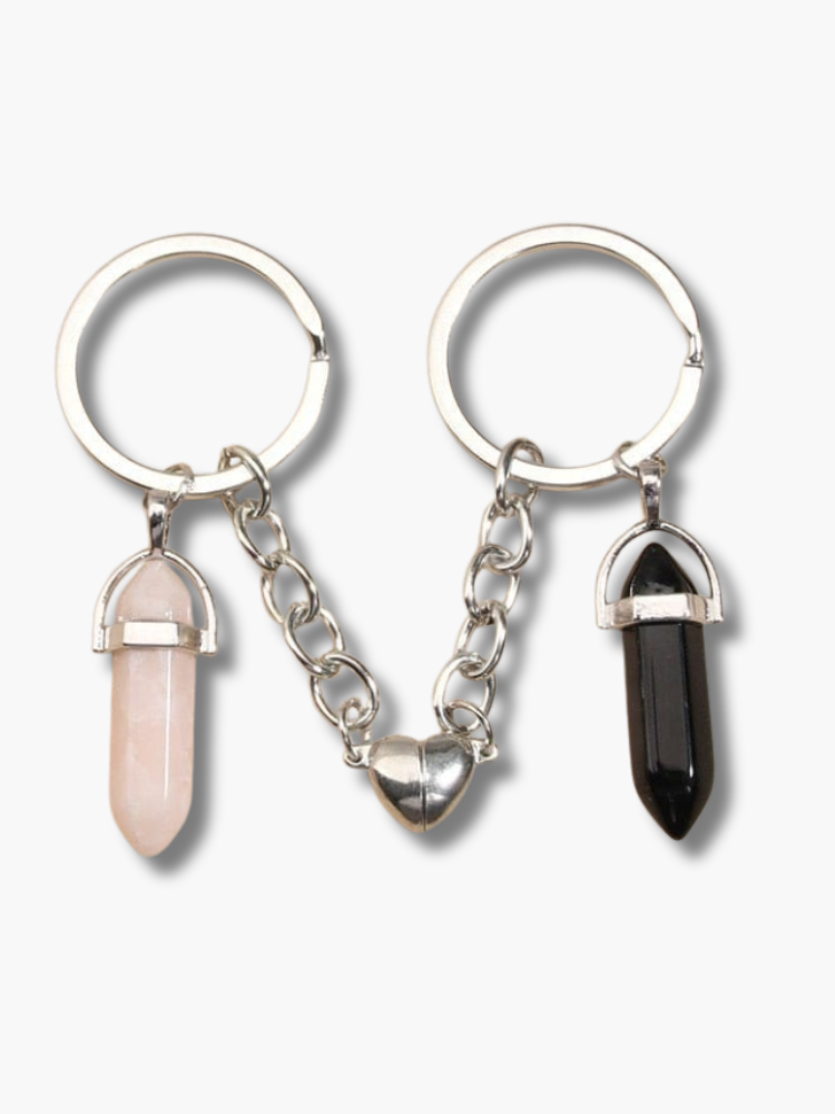 Obsidian & Jade Couple Keychain