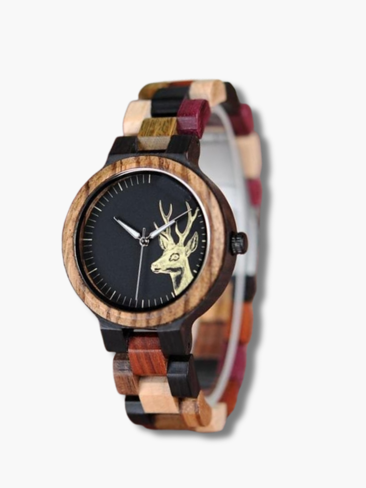 Couple Wood Watch Deer Pattern