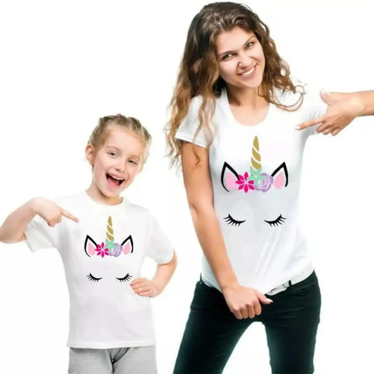 Mom and Daughter Matching Unicorn T-shirts