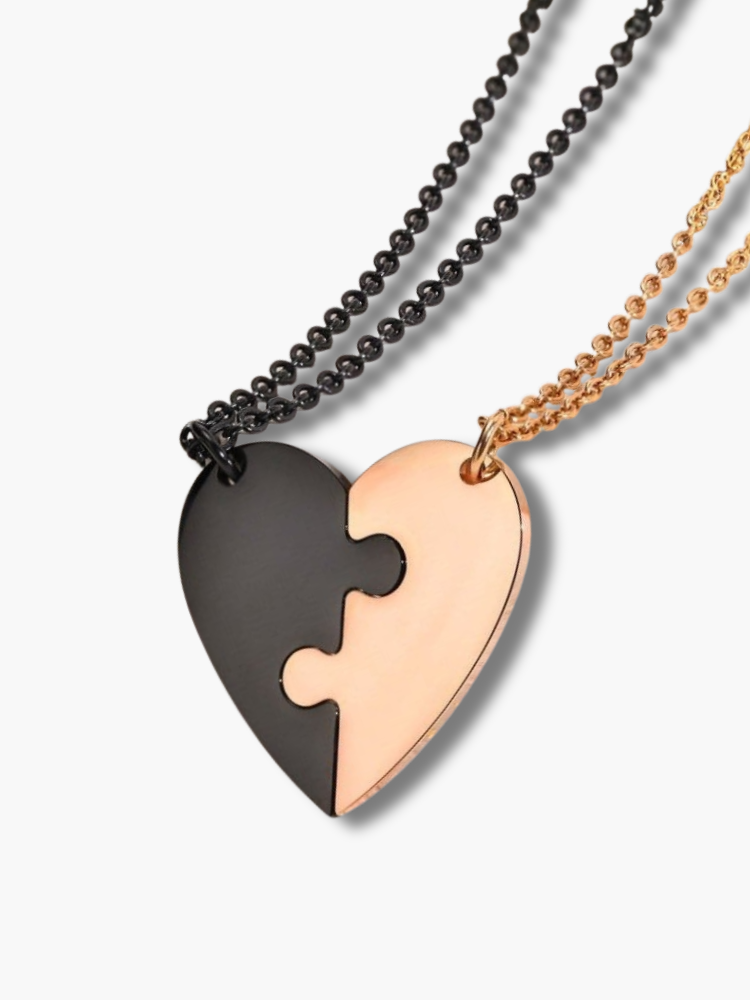 Puzzle Heart Necklace for Couples