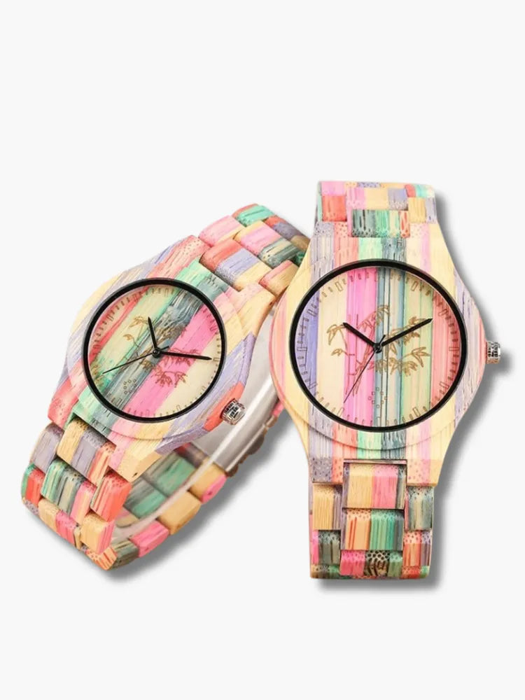 Colorful Bamboo Wood Couple Watch