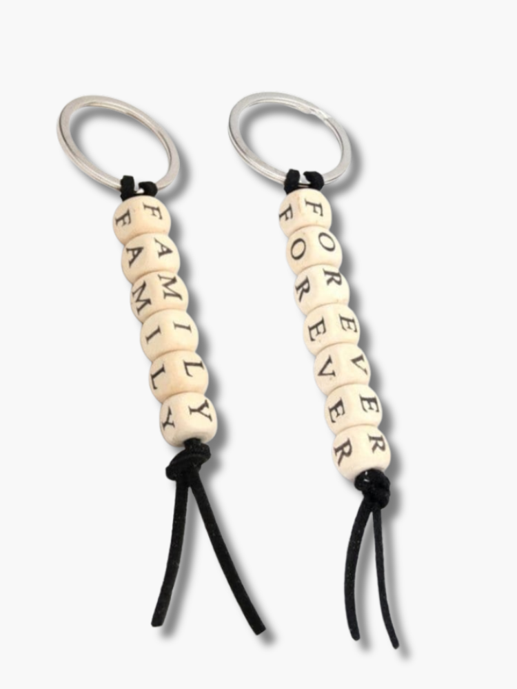 Couple Keychains Wooden Beads