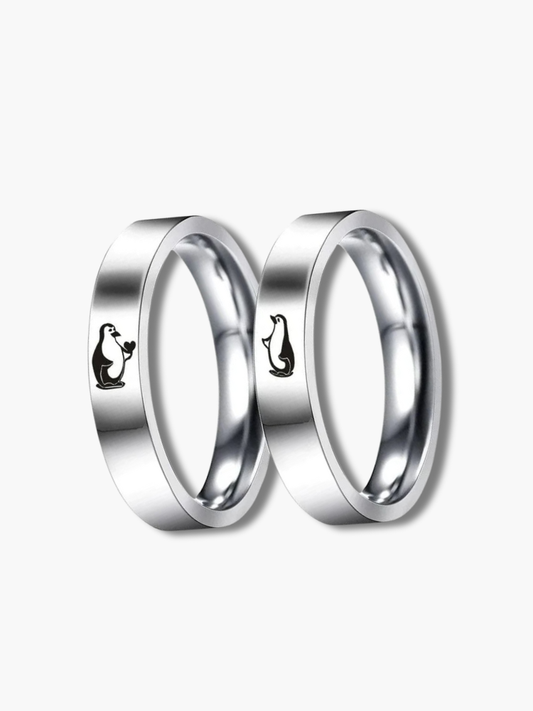 Couple Penguin Rings Set
