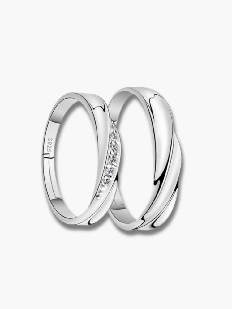 Couple Silver Rings Set