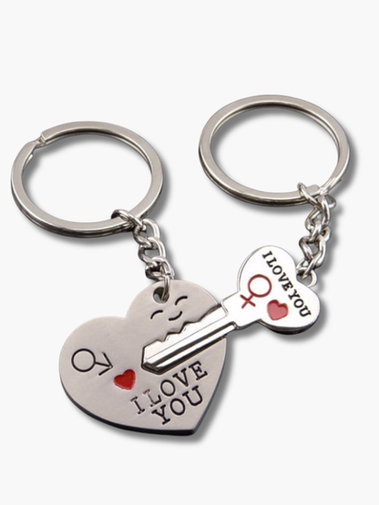 Heart and Key Keychain for Couples