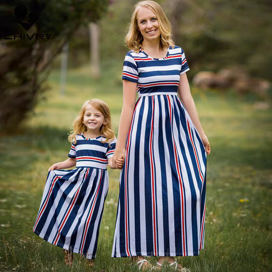 Matching Mom and Daughter Striped Dress