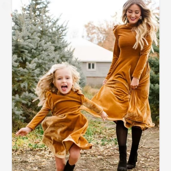 Long Velvet Dress Mother and Daughter