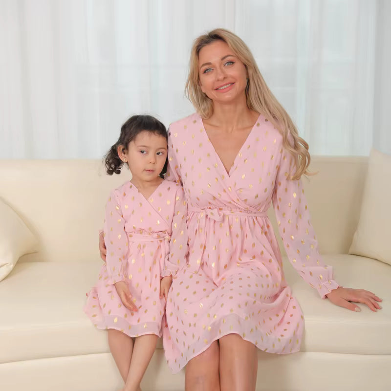 Mummy Daughter Matching Pink Dresses