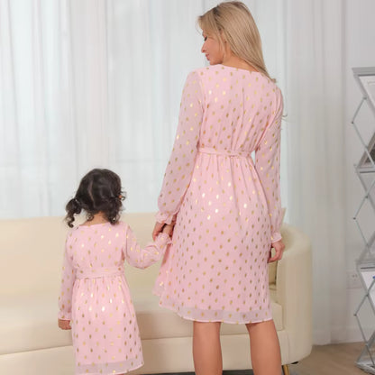 Mummy Daughter Matching Pink Dresses