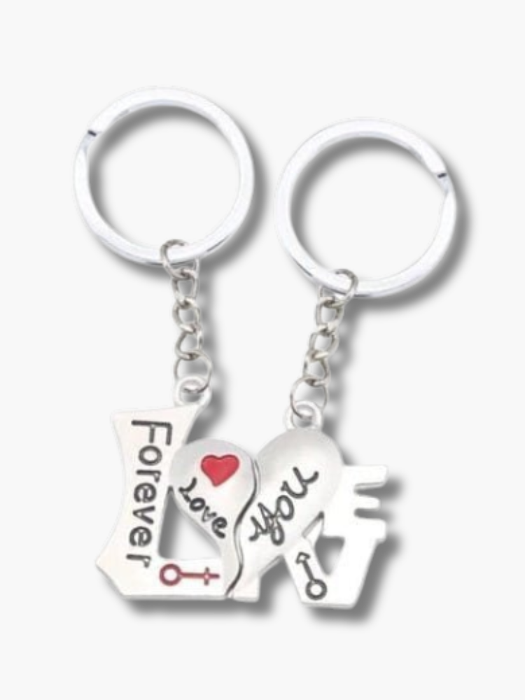 Love You Forever Heart Shape Keychain for Couple