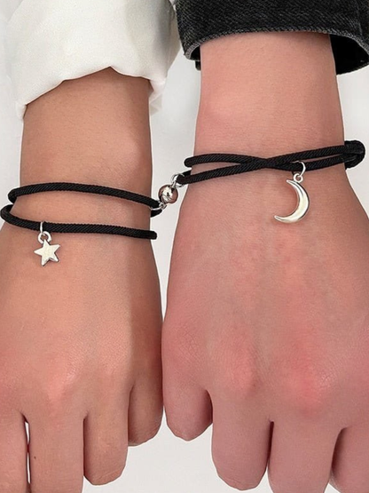 Magnetic Moon & Star Couple Bracelet