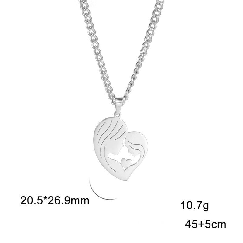Mom and Daughter Heart Necklace