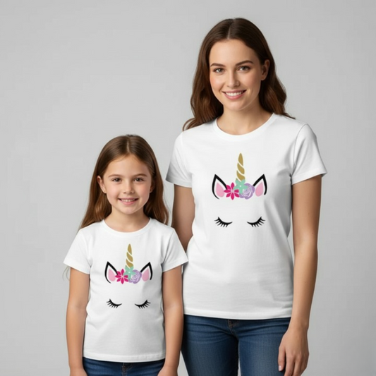 Mom and Daughter Matching Unicorn T-shirts