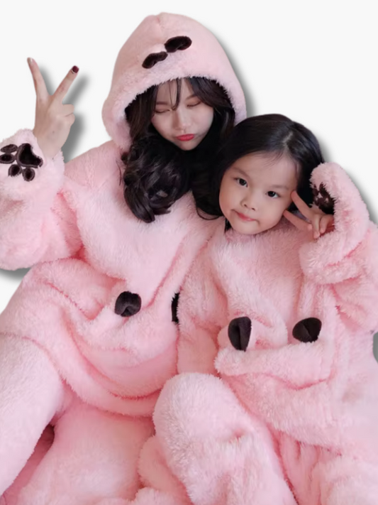 Mom and Daughter Plush Pajamas