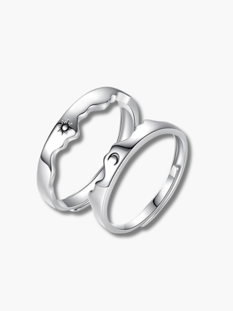 Moon & Sun Couple Rings Silver