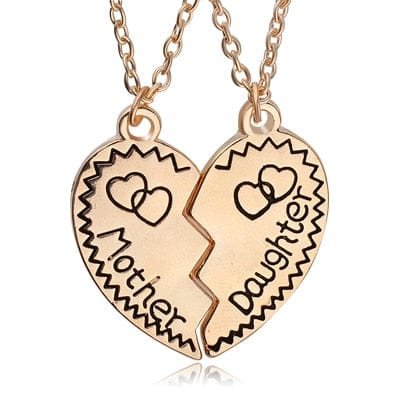 Mother Daughter Broken Heart Necklace