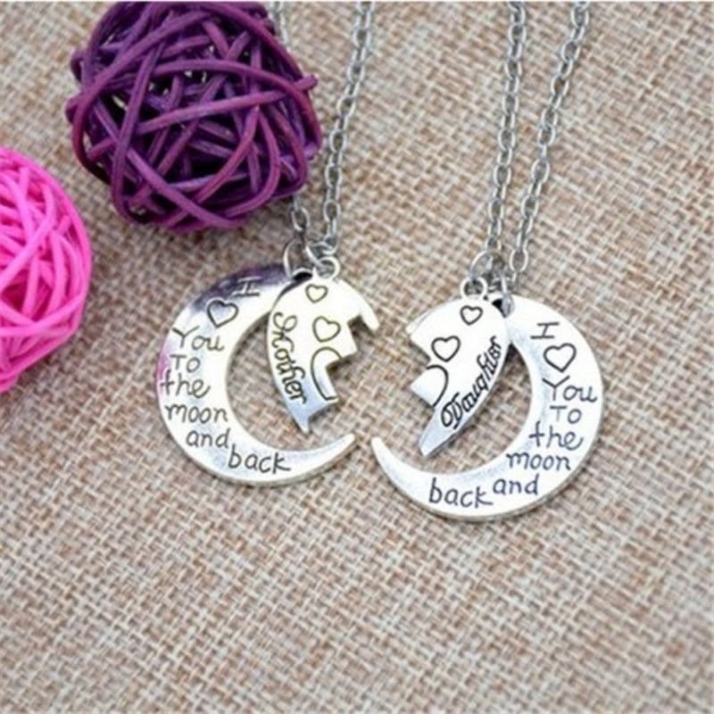 Mother Daughter Moon Necklace