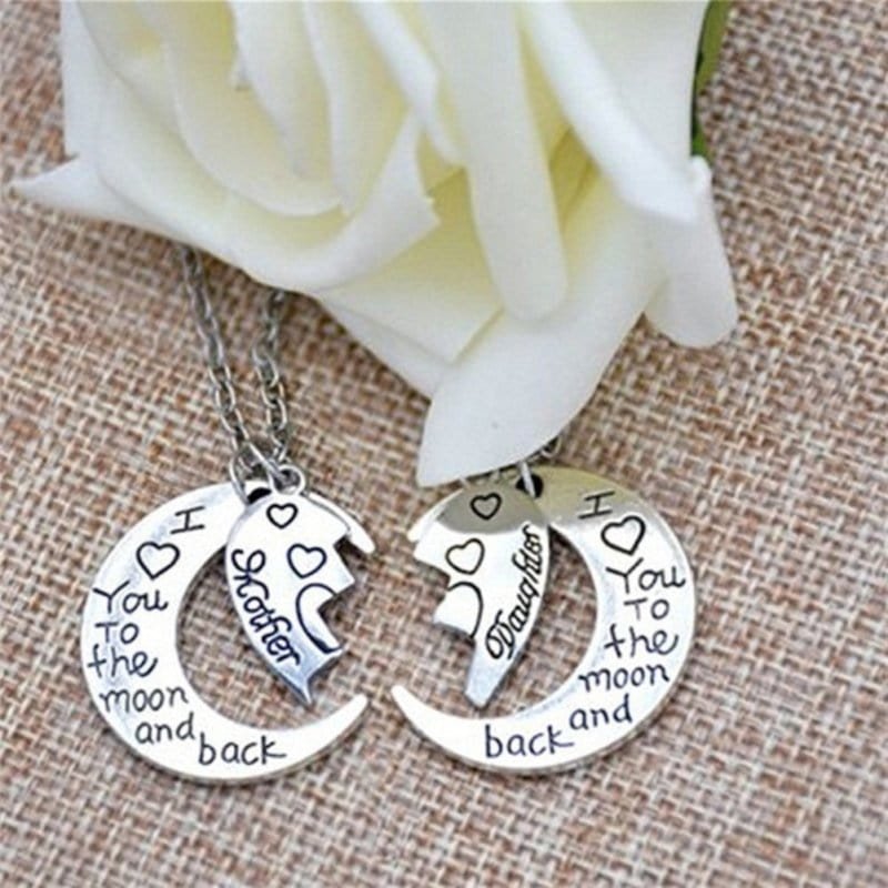 Mother Daughter Moon Necklace