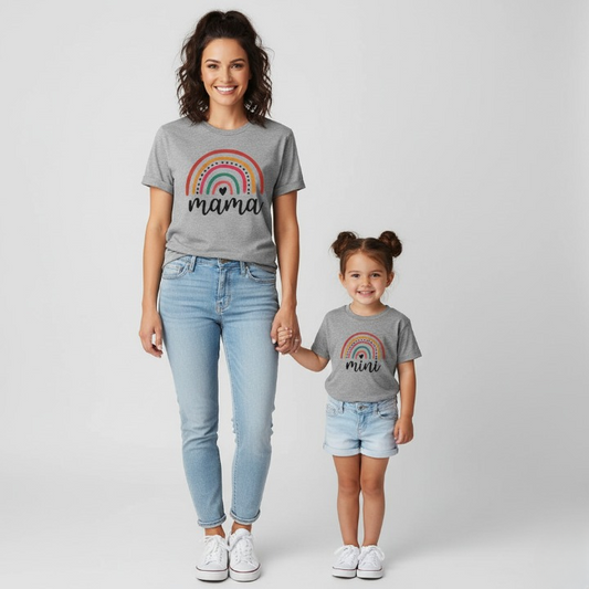 Mother and Daughter Rainbow T-shirts